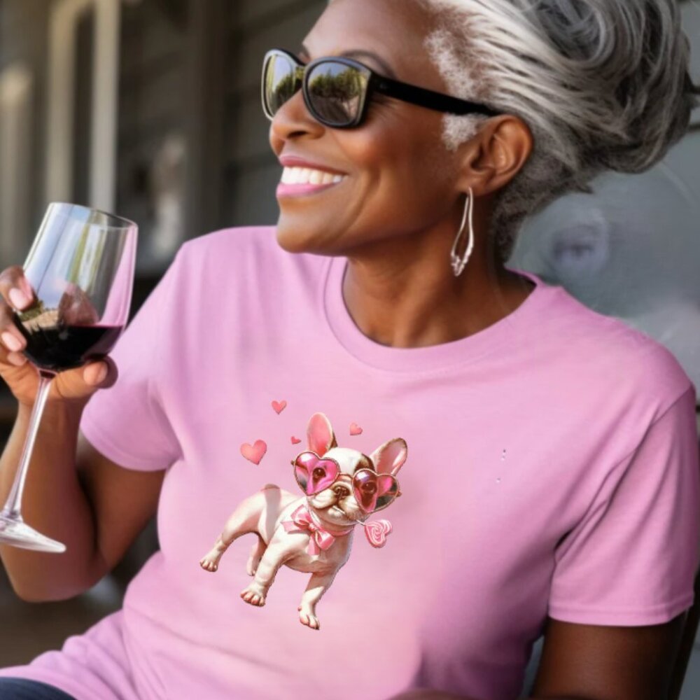 French Bulldog Valentine's Tee (White Tee ) New